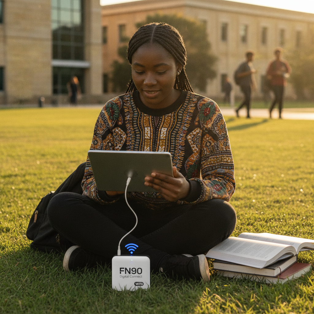 Mwanafunzi akitumia FN90 Wi-Fi
